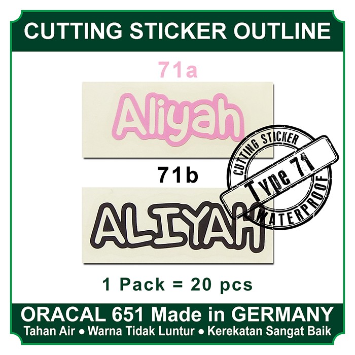 

Cutting Sticker Outline Waterproof Type 71-75