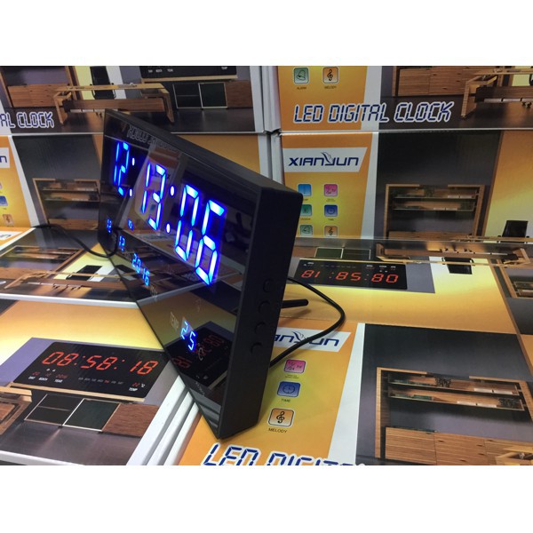 Jam Dinding Digital LED Meja LED Clock 3615 Biru