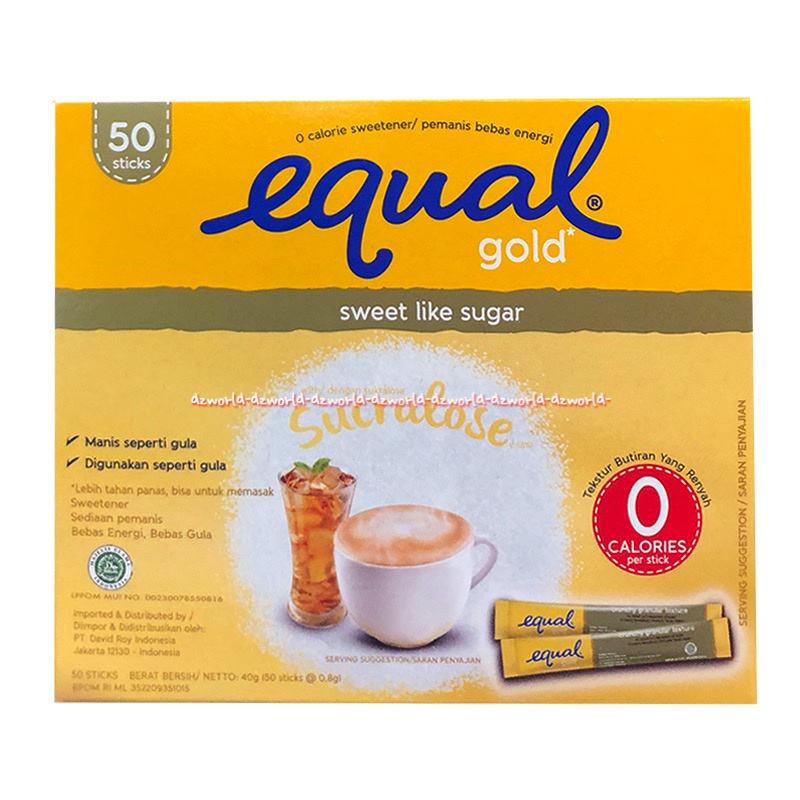 Equal Gold Sweet Lie Sugar 50stick Sucralose Pengganti Gula 0 Calories Gula Manis