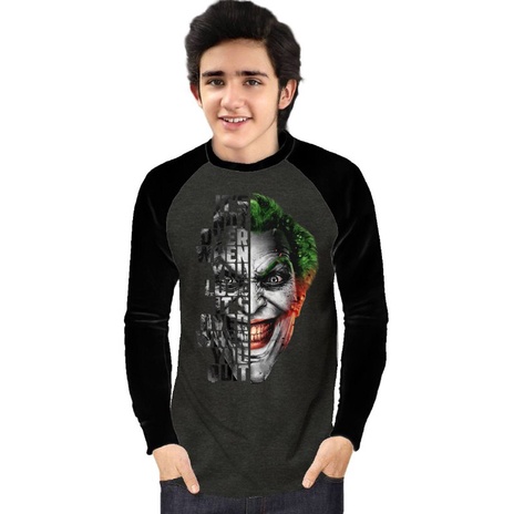 Kaos Raglan (JOKER)/Kaos Pria Lengan Panjang/ Kaos Pria/ Kaos Cowok/ Kaos Oblong/Misty/Ob