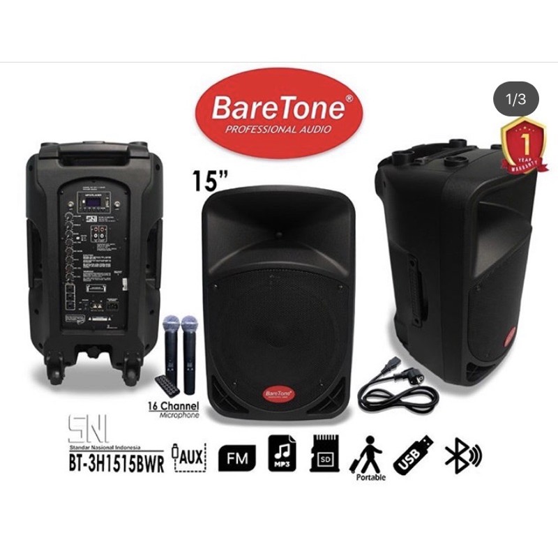 baretone bt 3 h 1515 bwr . portable speaker baretone 1515 bwr 15 inch