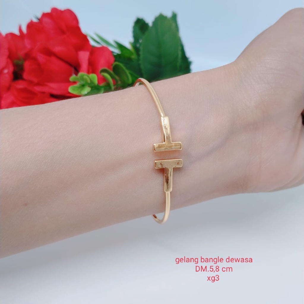 Gelang Tangan Bangle Fleksibel Wanita Titanium Xuping Perhiasan Aksesoris Fashion Lapis Emas Anti Karat