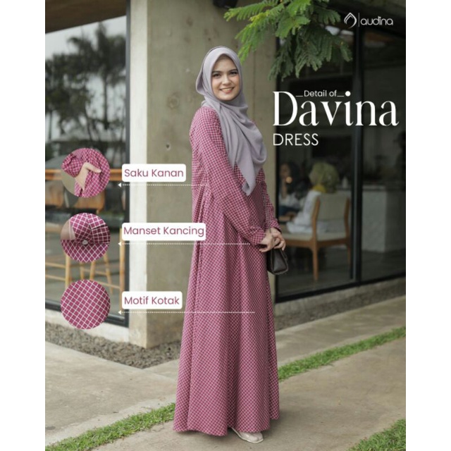 Gamis/Dress Motif Kotak ORI Brand AUDINA "Davina Dress"