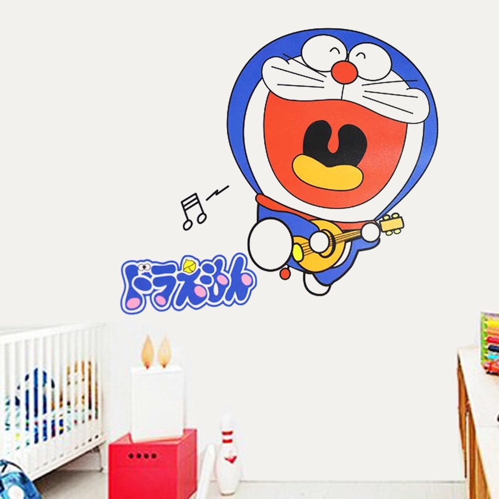 AURA - Wall Sticker Dinding Kamar - Stiker Dinding - Dekorasi Dinding Sticker Doraemon Guitar Singin