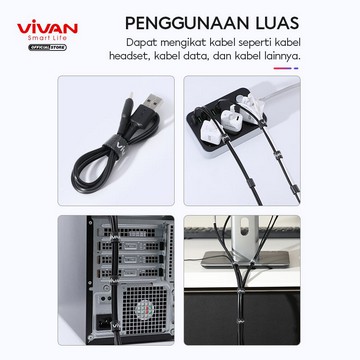 Original VIVAN Reusable Velcro Strap Cable Ties Pengikat Perekat Penjepit Kabel VVT Panjang 1 Meter