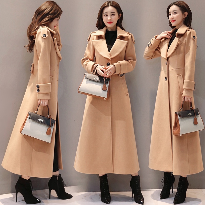 Long coat wool wanita Emily wol jacket mantel import panjang spring autumn winter korean style hangat coklat hitam merah