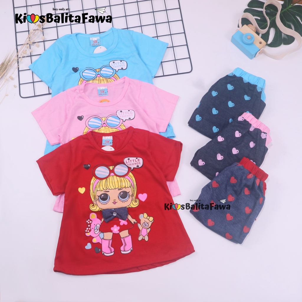 Setelan Lisa uk 1-6 Tahun / Baju Anak Perempuan Set Balita Cewek Kaos Lengan Pendek Celana Jogger babycinnamon