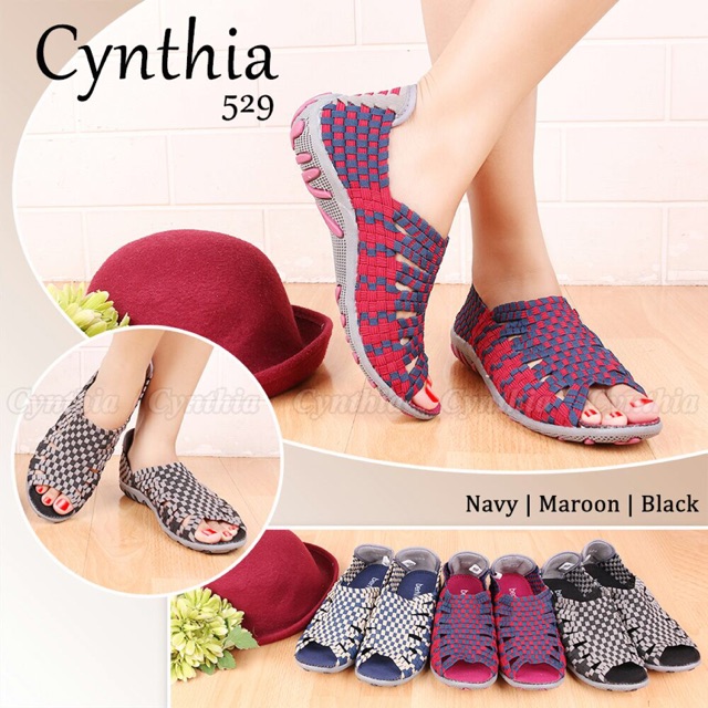 cynthia 529 sepatu anyaman rajut wanita ORI
