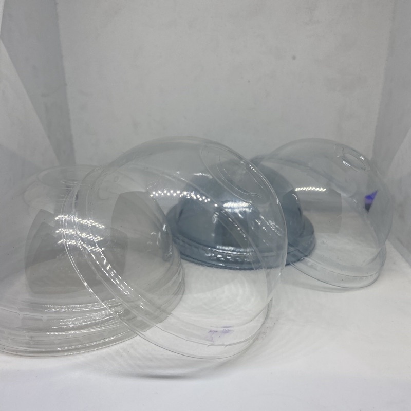 TUTUP GELAS PLASTIK CUP CEMBUNG Bening Jus Sablon Kopi Minuman Clear HOK SJP Seal Lubang Sealer Tran