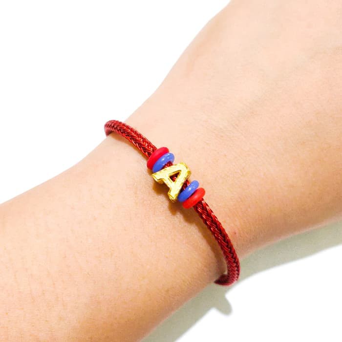 Gelang tali inisial bisa request huruf Liontin Huruf Keren emas asli kadar 700