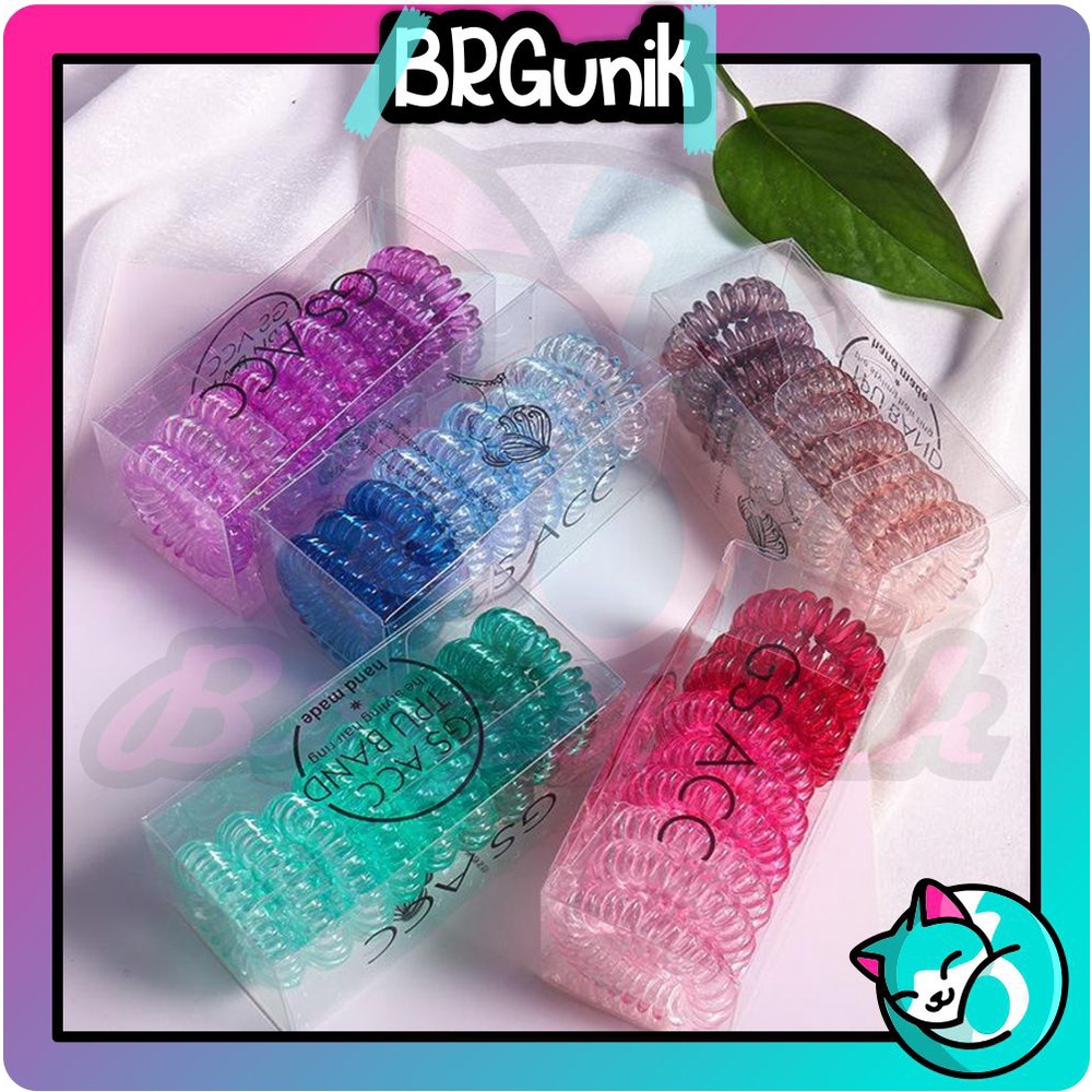 BRGUNIK Karet Rambut Spiral Isi 9 Pcs Import / Ikat Rambut Korea / Kunciran Wanita / Aksesoris Kuncir Cepol R767