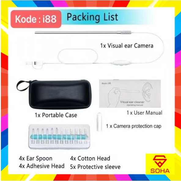 i88 Endoscope Camera Android Ear Cleaning Waterproof Endoskopi Kamera Free Tas Tools Kit