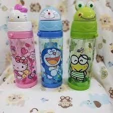 Botol minum kepala karakter Doraemon Hello Kitty Keropi Mickey Mouse BPA FREE