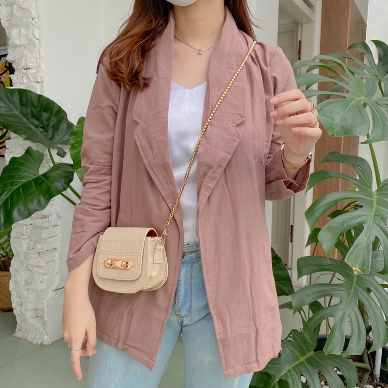 [DEFECT/REJECT] BLAZER LINEN OUTER LINEN ATASAN LINEN MODEL KOREA DENGAN BAHAN HALUS TIDAK NERAWANG