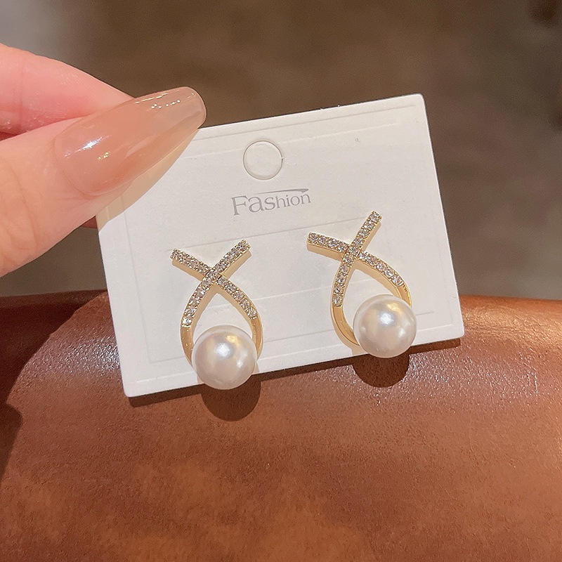 Anting Stud 925 silver needle Hias Mutiara Berlian Untuk Wanita