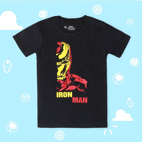 Kaos Anak Laki Karakter Superhero Cowok Hulk Ironman Spiderman Captain America Katun Combed