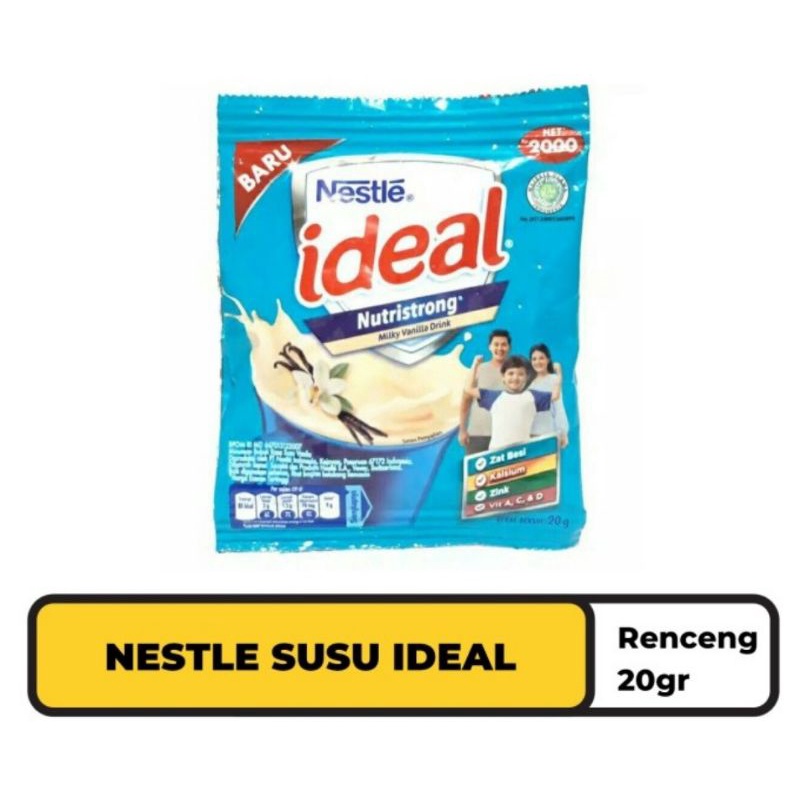 Susu Bubuk Vanila Nestle Ideal Sachet 20 gr, isi 10 sachet/rtg