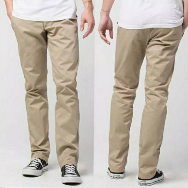 Celana chino pria cream slim fit 27-32