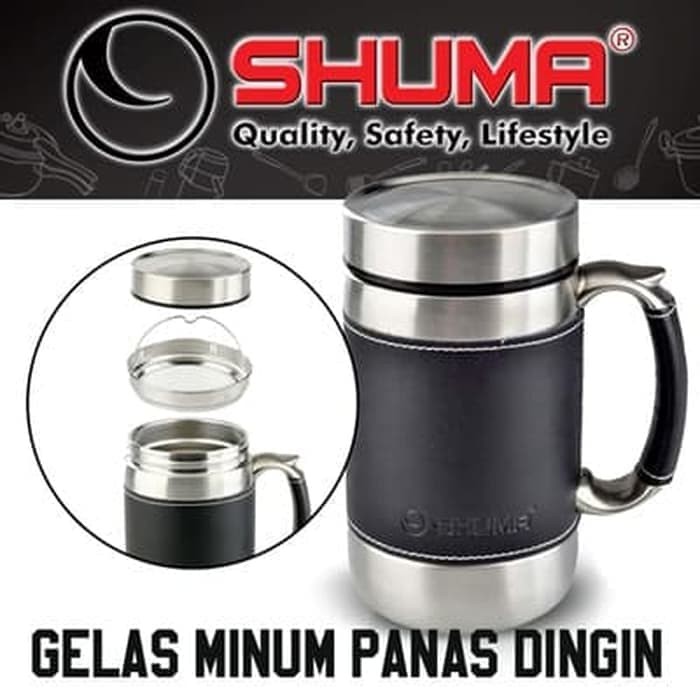 Vacuum Mug BG Stainless Steel 600 ml Hot &amp; Cold Shuma Tahan Panas Promo Murah bahan kulit