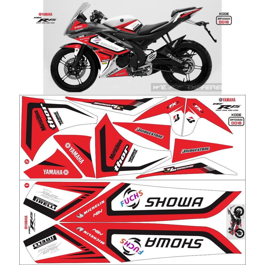 Striping Sticker Variasi Yamaha R15 V2 / Decal Yamaha R15