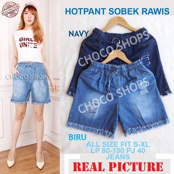 Celana Pendek HOT PANTS JINS SOBEK DAN POLOS // Celana HOTPANTS JUMBO dan STANDART / HP JEANS WANITA