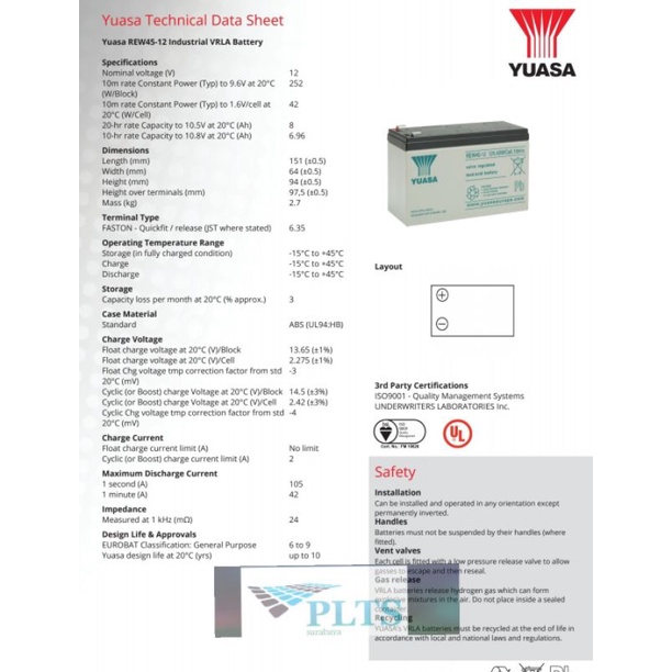 aki Vrla Yuasa REW45-12 (12v 9ah)