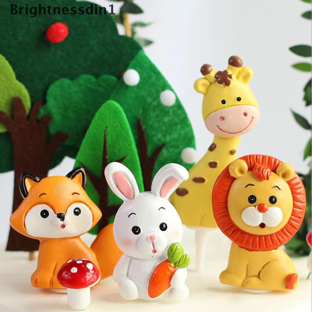 [Brightnessdin1] Resin Animal Lion Monkey Tree Cake Topper Baby Birthday Party Baking Decor #