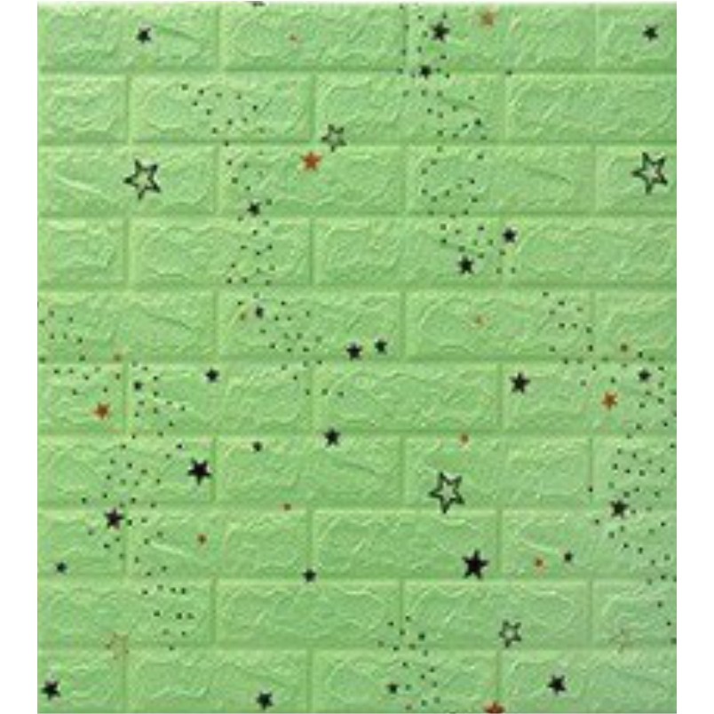 FAYES Wallpaper Dinding Foam 3D 70 x 39 CM Motif Unik Waterproof / walpaper dinding U96 / U137 / U138 / U139-U139 STAR GREEN