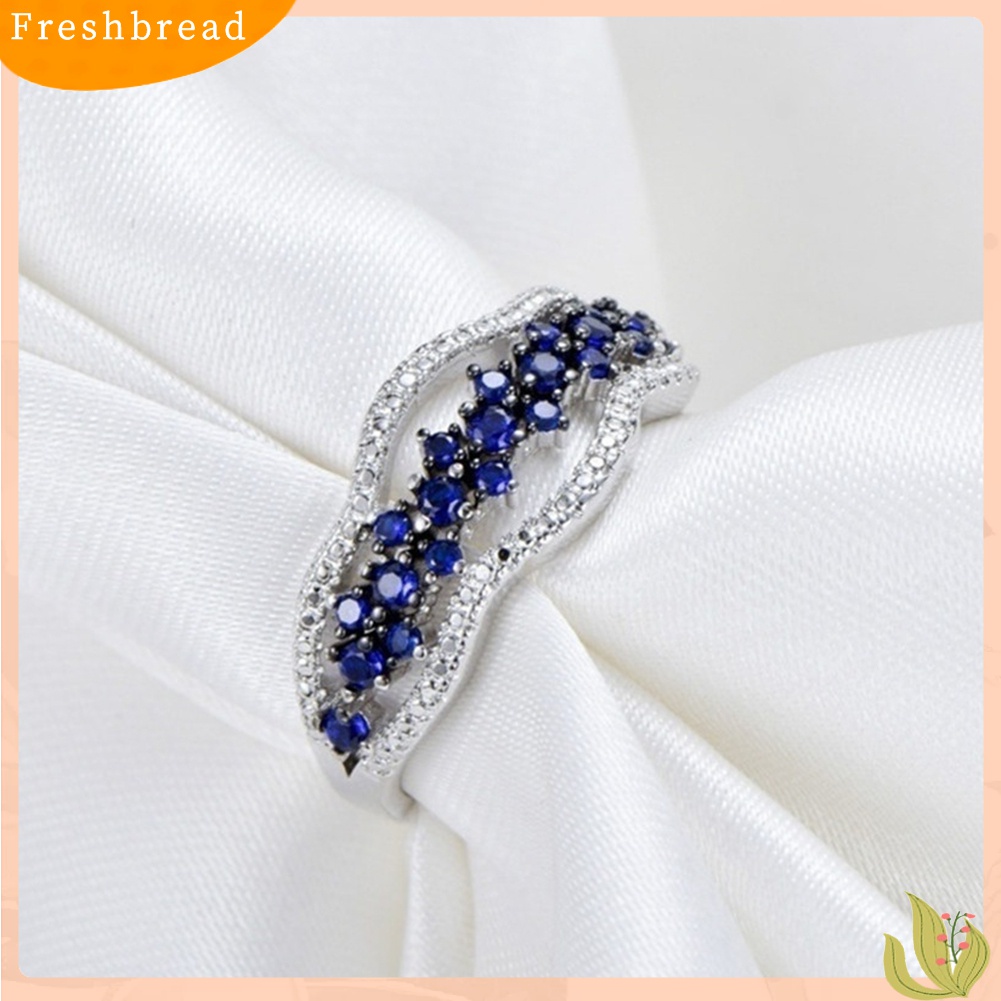 [TERLARIS]Women Faux Sapphire Inlaid Hollow Band Finger Ring Wedding Proposal Jewelry Gift