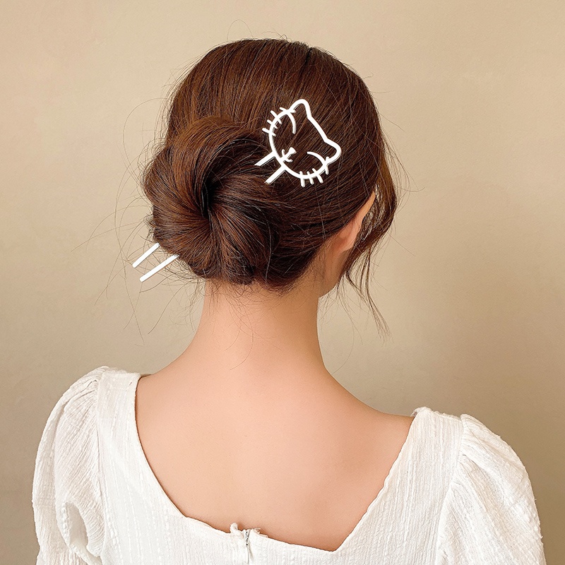 Korean Cat Hair Stick Cute Hairpin U-shaped Alloy Hair Clip for Women Fashion Hair Accessories