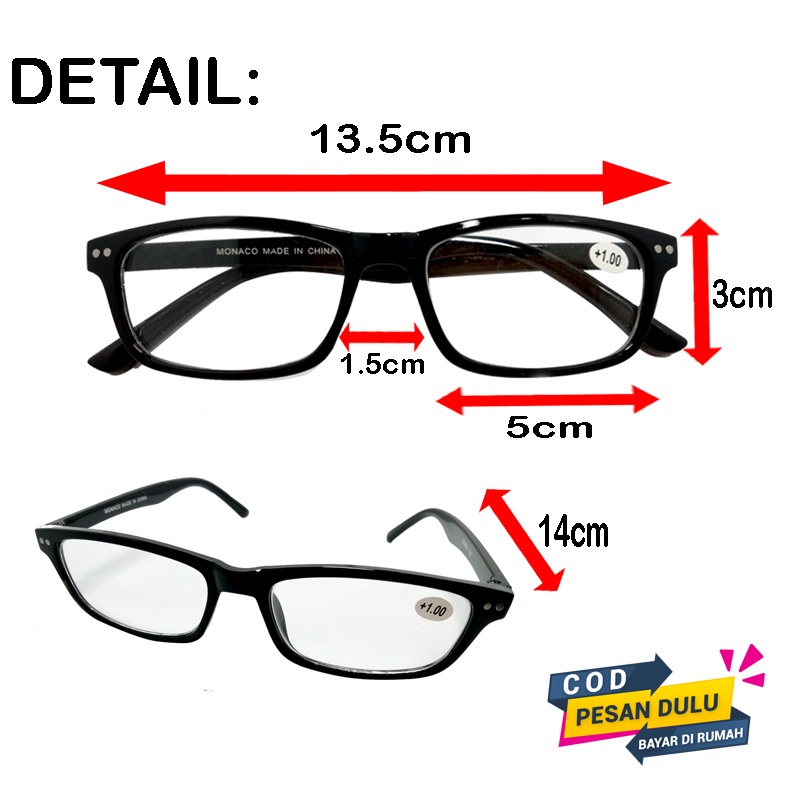 Kacamata Plus (+) +1.00 s/d +3.00 Pria Wanita Full Frames Eyeglasses Style Optical Glasses Reading Glasses Unisex Kaca mata Baca PLus Kacamata Rabun Dekat Kaca mata Komputer