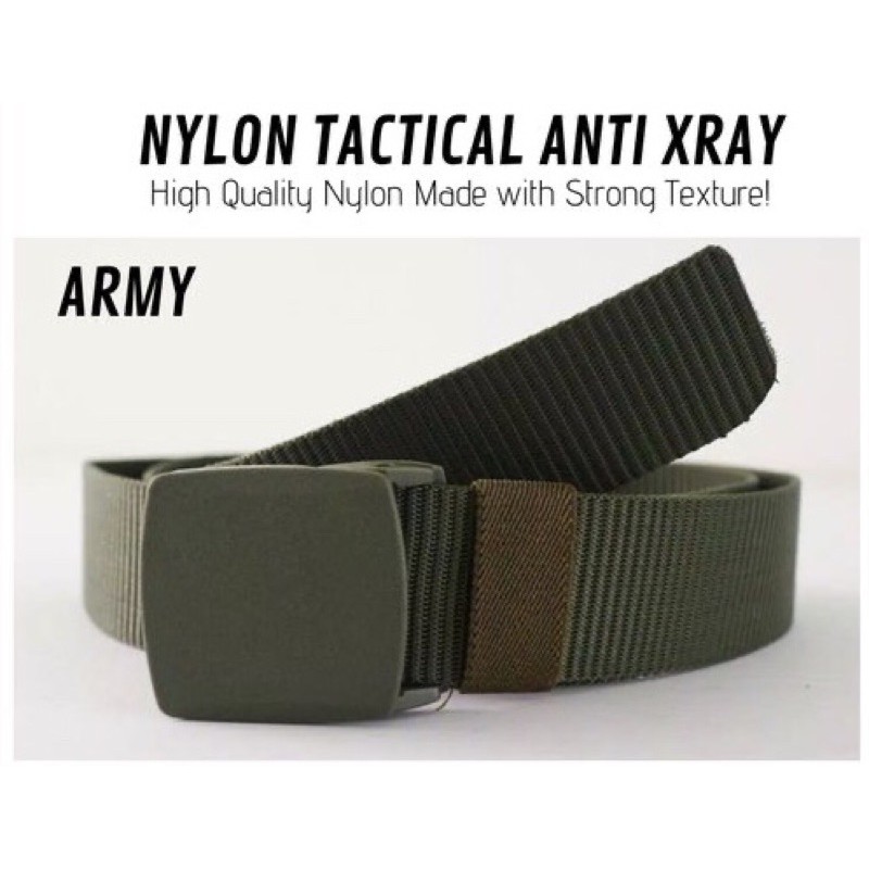 Ikat Pinggang / Gesper Pria Auto Canvas Kain Nylon Tactical Anti Xray