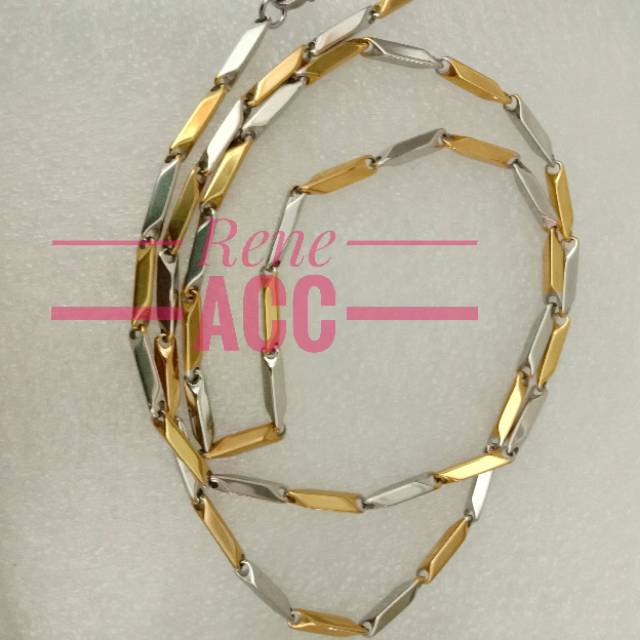 Kalung pria wanita Titanium Biji padi 75 cm