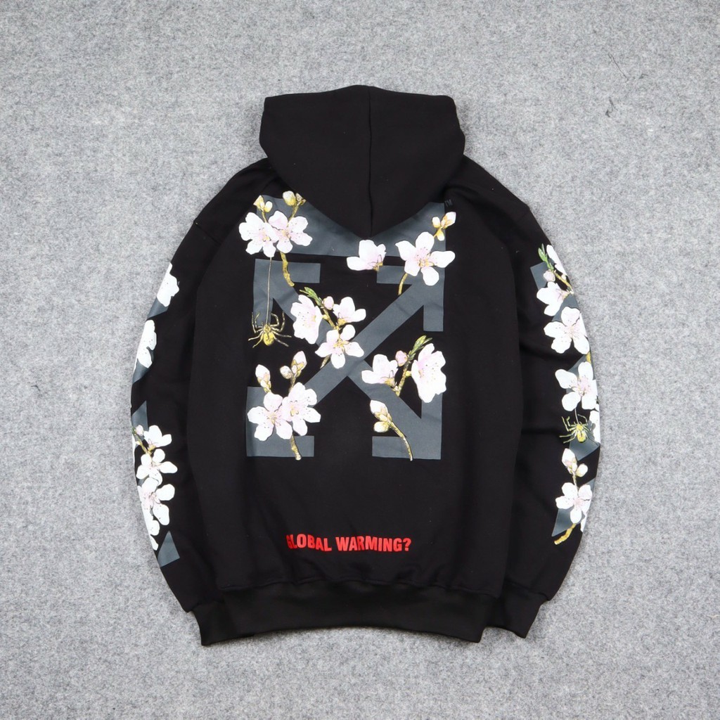 Jaket Hoodie OFF WHT CHERRY BLOSSOM – Black Edition Trendy Casual Unisex Good Brand Quality Stylish