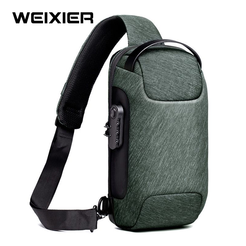 WEIXIER 9529 Tas Selempang Pria Shoulder Bag USB Port Anti Maling WK-SBY