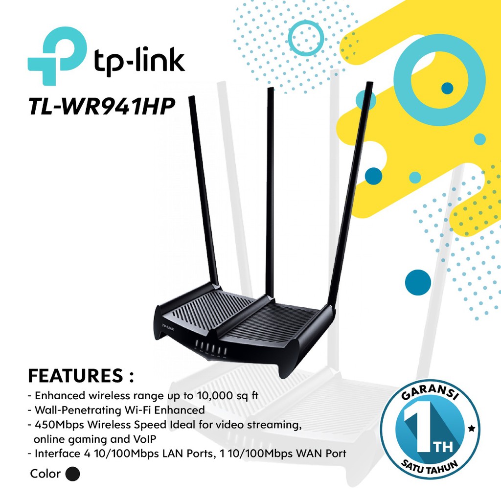 TP-LINK TL-WR941HP 450Mbps High Power Wireless N Router - Garansi 1th