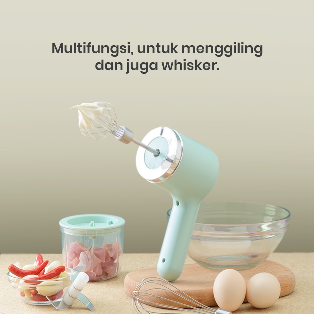 MEAT GRINDER ONION CHOPPER EGG MIXER KUE MULTI FUNGSI RECHARGEABLE