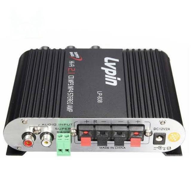 Ampli - Ampli Mini - Amplifier Mobil - Amplifier Subwoffer - Amplifier Mini HiFi Stereo Amplifier Treble Bass Booster 12V - LP-838