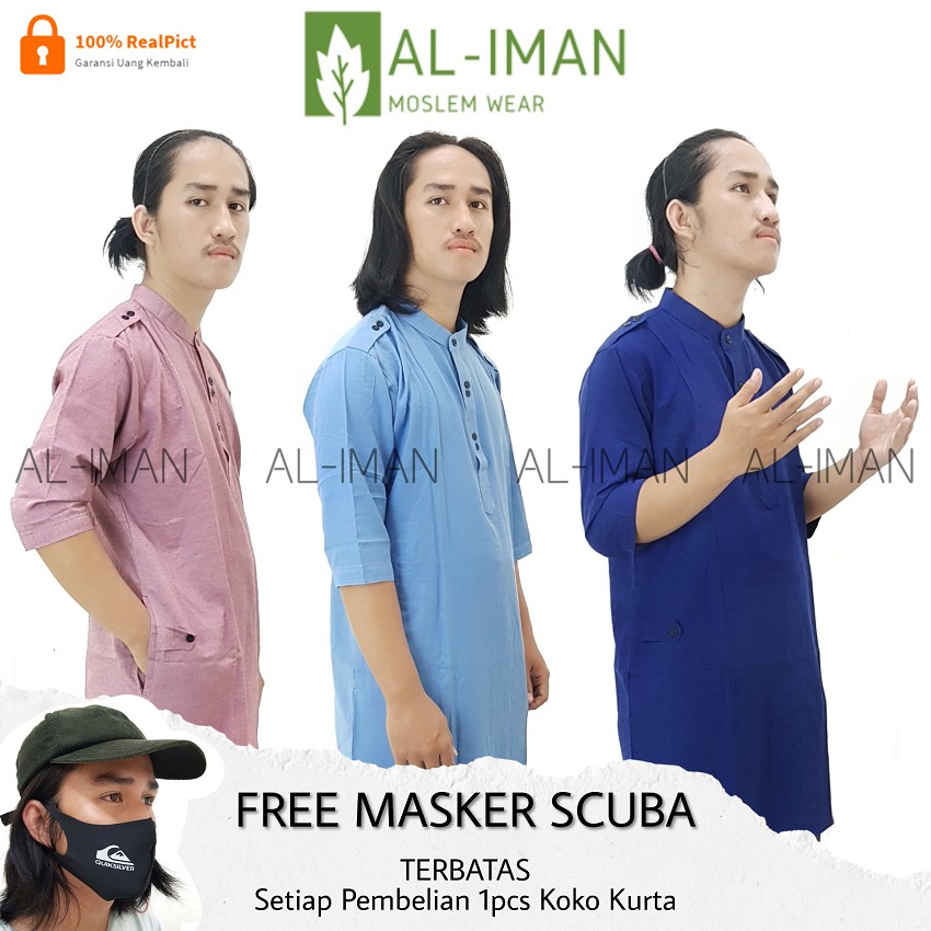 [PREMIUM] AL-IMAN Baju Koko Kurta Slim Fit Kasual / Baju Muslim Dewasa Katun Rayon Adem