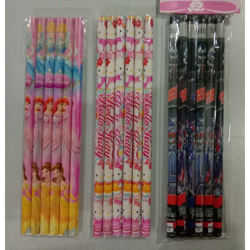 

[6pcs] PENSIL MURAH Princess, Hello Kitty, Transformer