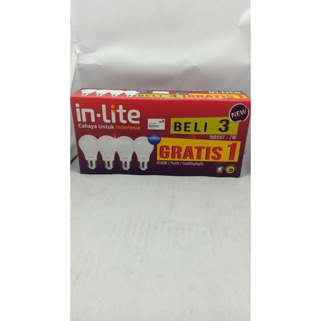 Inlite LED 7W PAKET 3 Gratis 1 - Putih