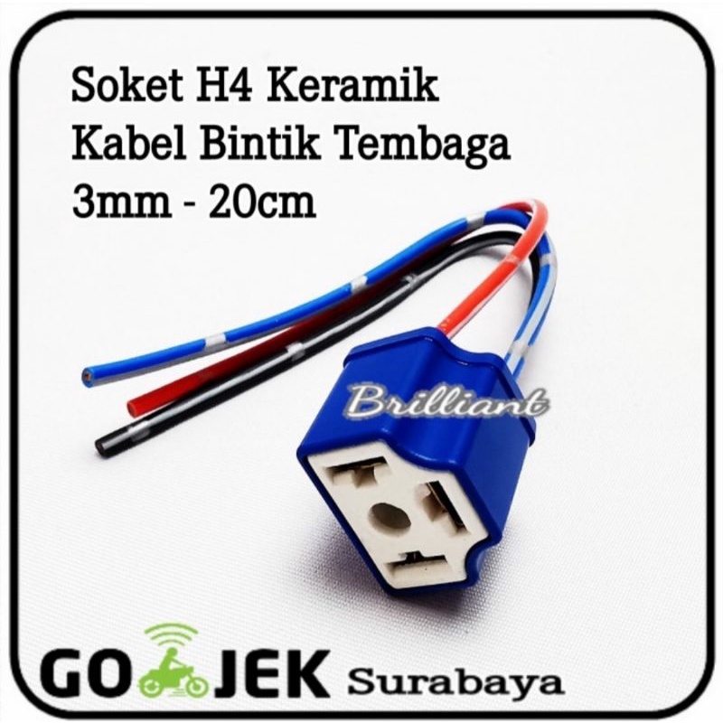 Soket Lampu Sealbeam H4 Plus Kabel Tembaga