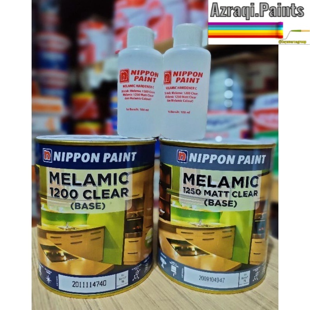 NIPPON MELAMIC CLEAR 1200 & MATT CLEAR 1250 VERNIS KAYU ( 1 LITER ) + HARDENNER