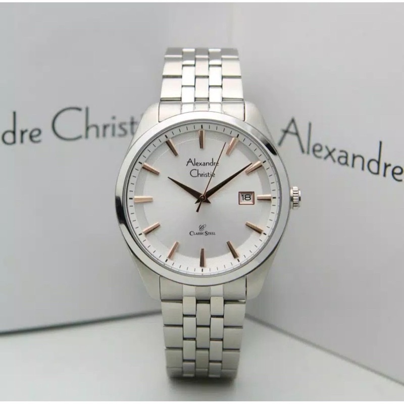 JAM TANGAN PRIA ALEXANDRE CHRISTIE 8635 AC 8635 / AC8635 SILVER JARUM ROSEGOLD ORIGINAL