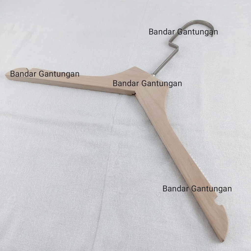 Hanger kayu natural cantelan silver Gantungan Baju Korea Hanger Kayu Jepit / Hanger Kayu Baju Hanger Distro -BH