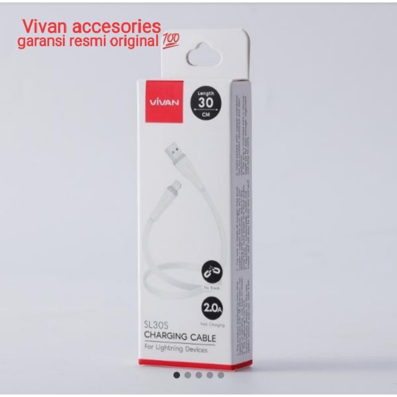 VIVAN SL30S 2A,30CM Apple Quick Charge SR Extended Protection Flat Design Data Cable WHITE
