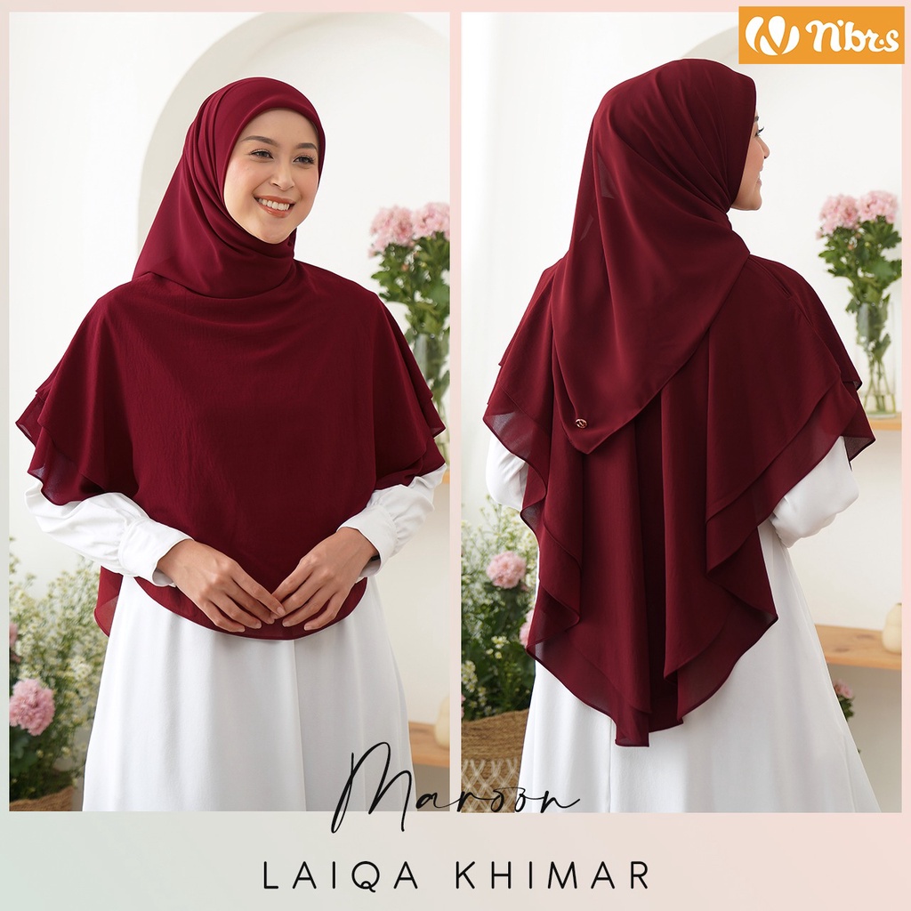 Nibras Hijab Laiqa Khimar Bahan Ceruty Hijab Syar'i Menutup Dada Khimar Segi Empat Kekinian Modern