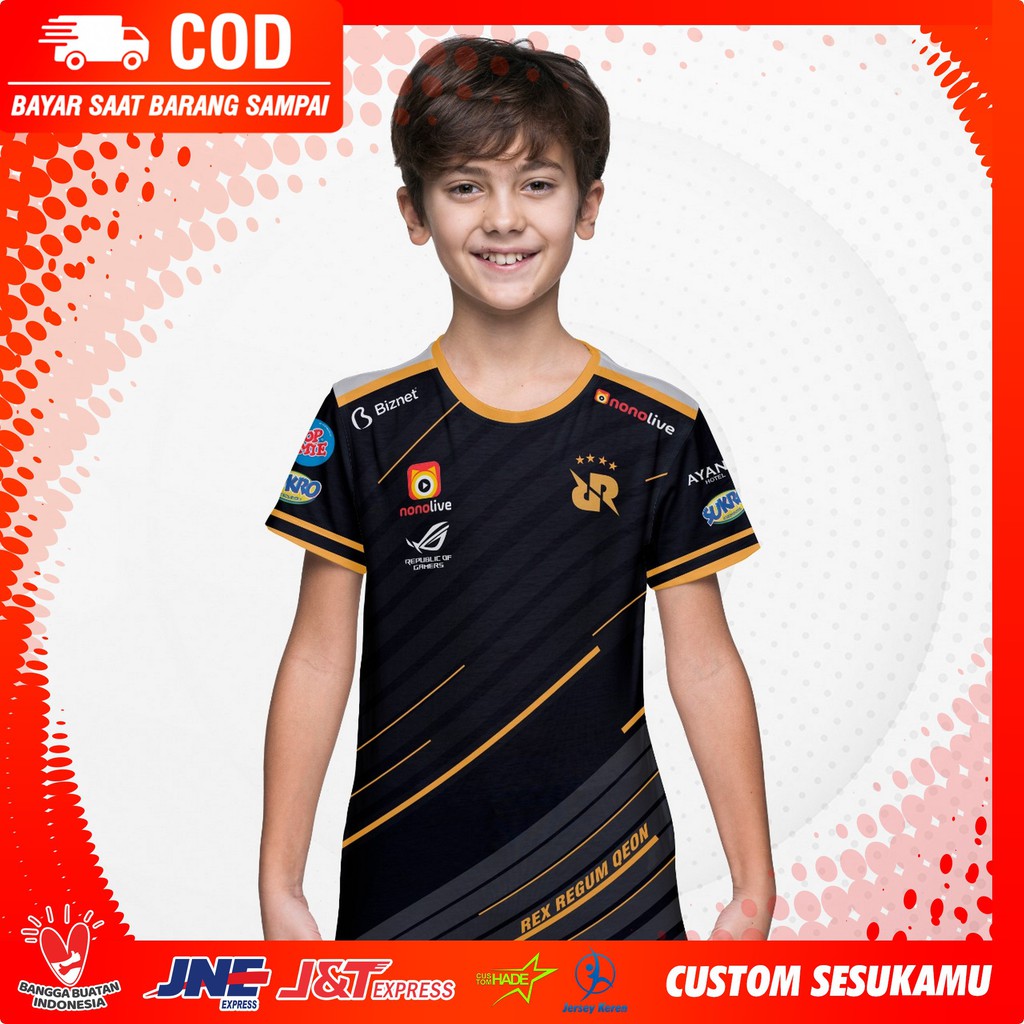 (COD) Baju Kaos ANAK Jersey Team RRQ Black Terbaru 2020 USIA 2-11 Tahun Free Custom Nama