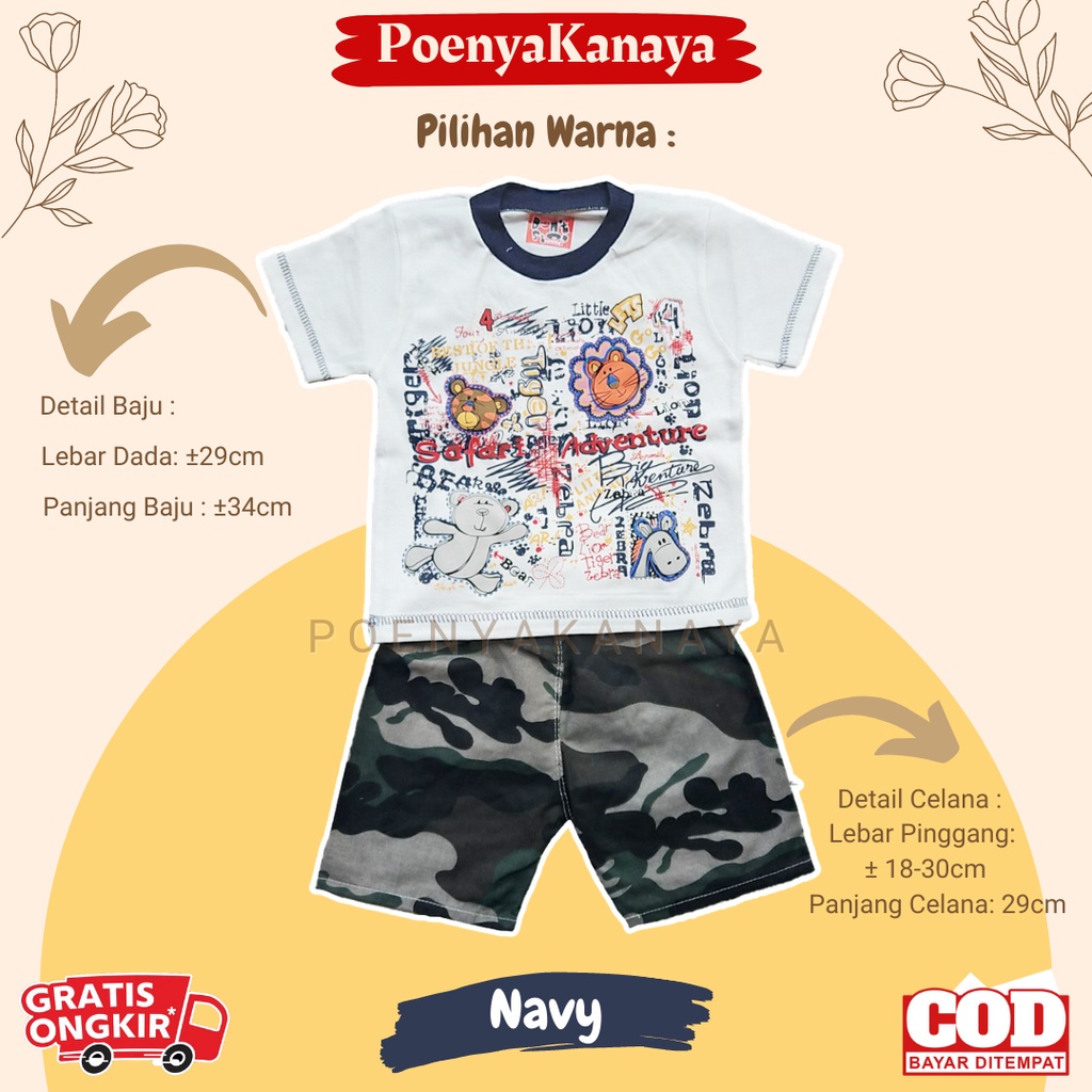 Setelan Baju Bayi Pendek Laki-Laki Safari Adventure Don't Stop 6-18 Bulan STL59