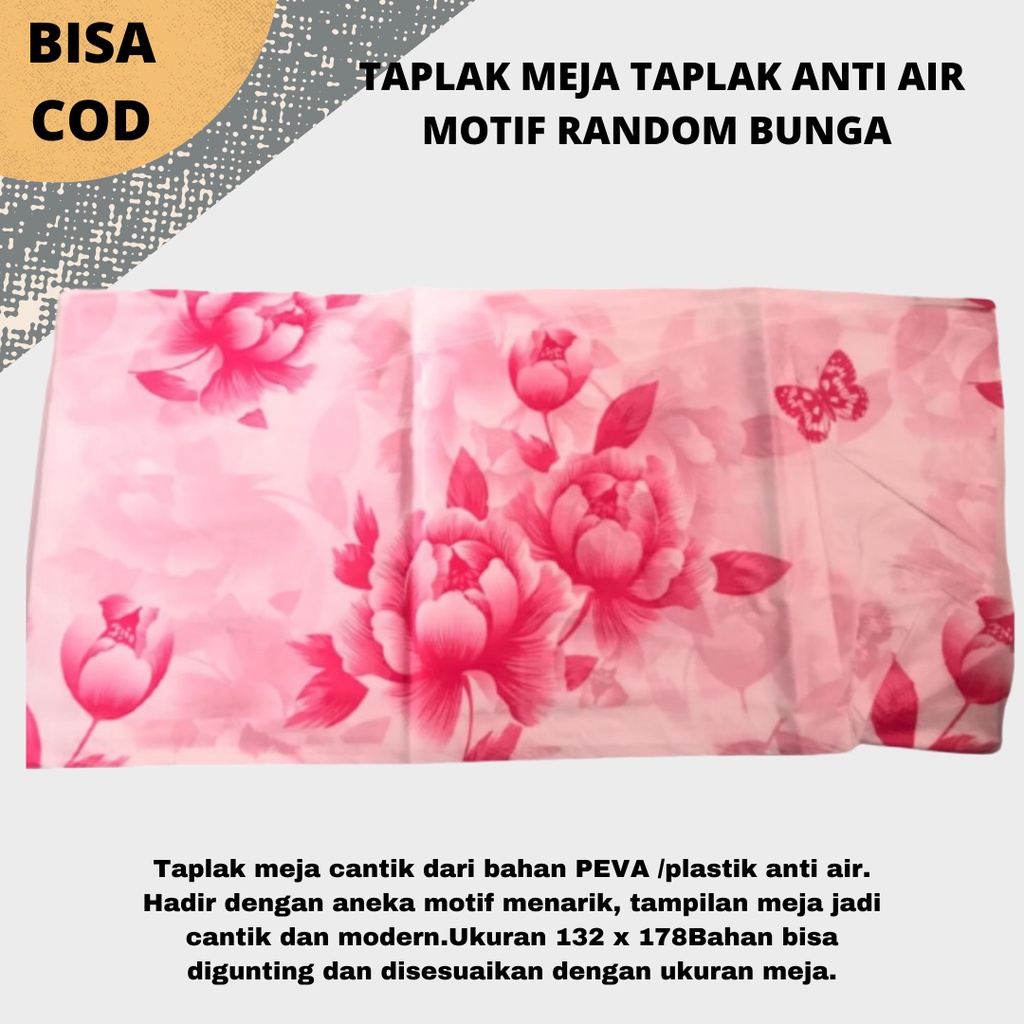 TERBARU!!! Taplak Meja Makan Kotak Persegi Anti Air Alas PVC Ukuran 132 x 178CM